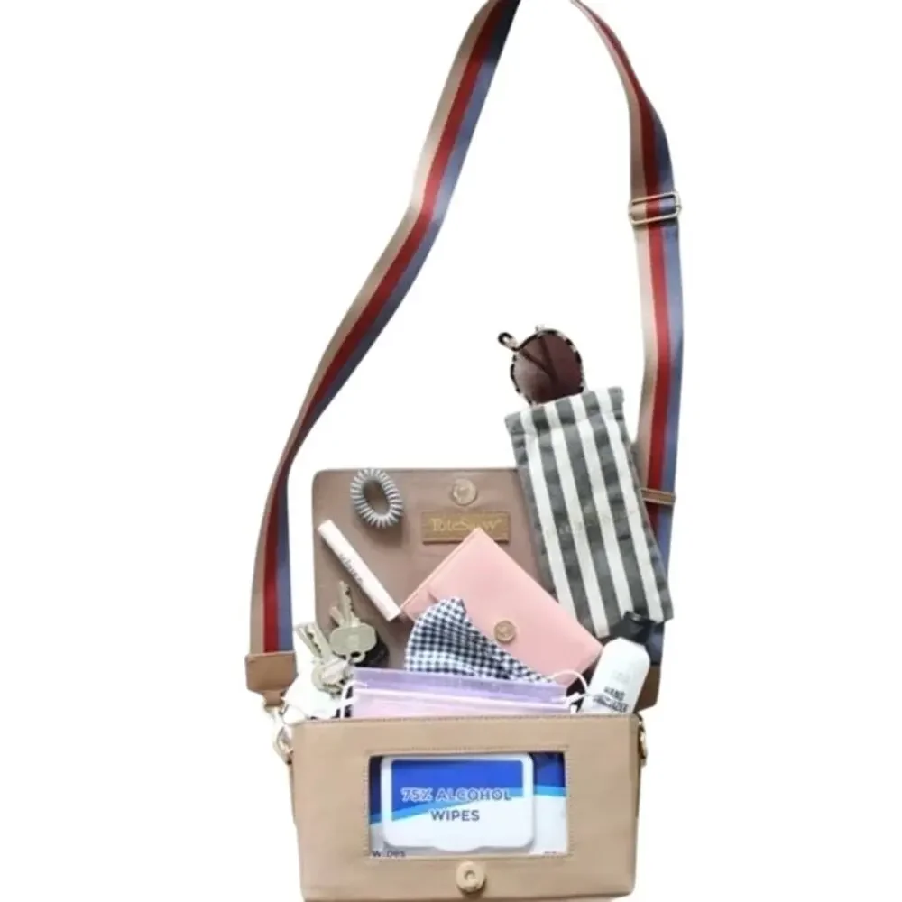 ToteSavvy Crossbody Diaper Bag Changing Mat, Wipes Pocket Tan - Picture 2 of 10